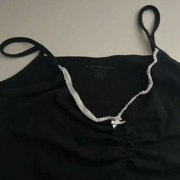Brandy Melville Black Lace-Trim Cotton Cami Tank Top - Picture 3 of 6